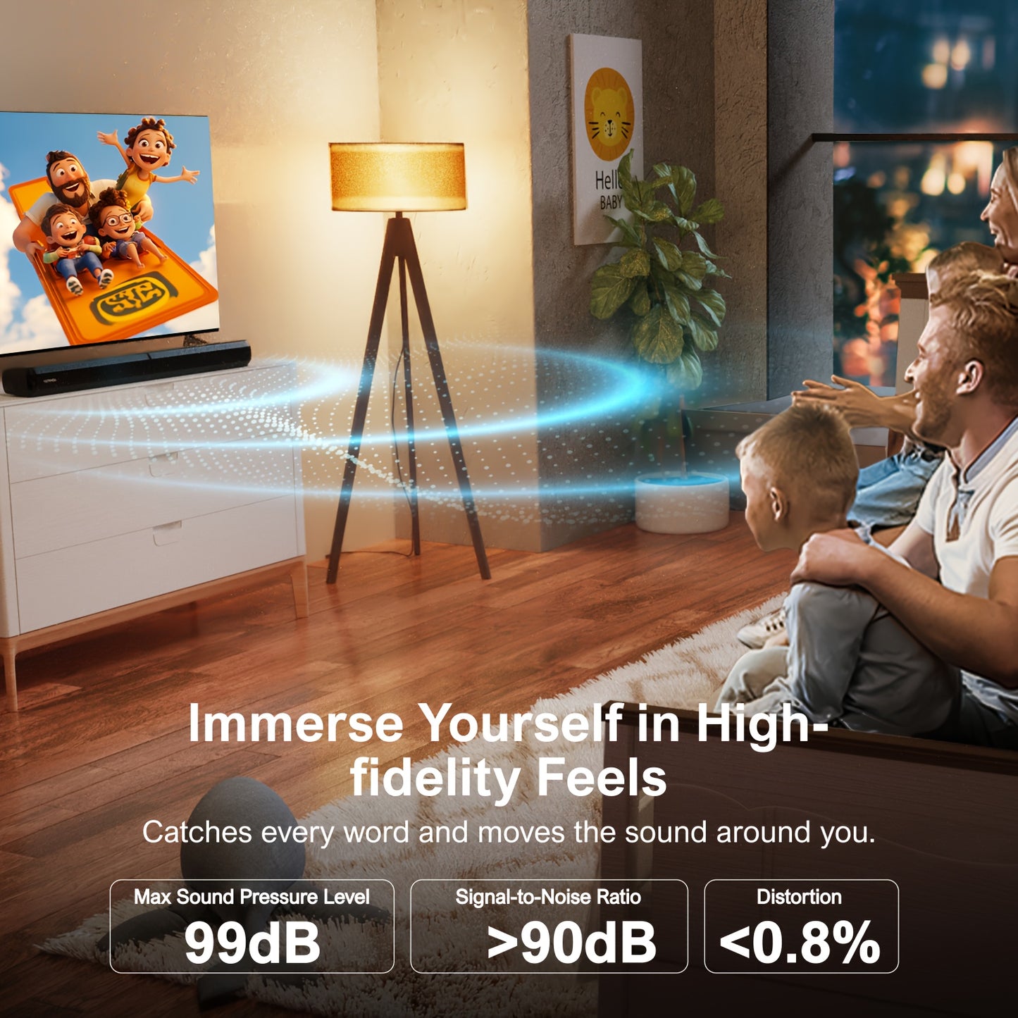 ULTIMEA 2.2ch New-Detachable Design Sound Bars for TV, Peak Power 100W, 2-in-1 Soundbar for TV, Bass Adjustable, 3 EQ Modes, ARC/Optical/Aux/Wall Mount