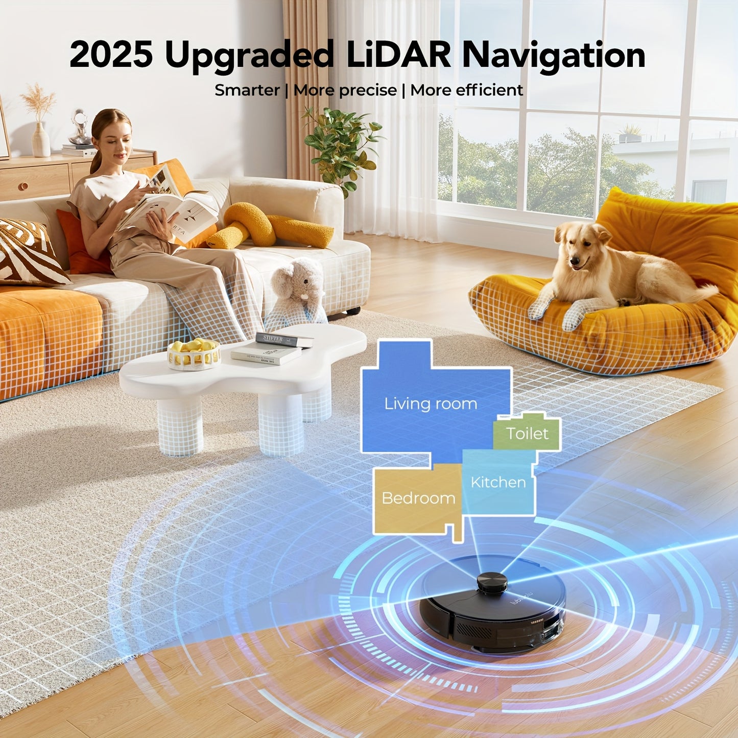 Lubluelu L15 MAX Robot Vacuum and Mop, 3-in-1 Sweeping & Vacuuming & Mopping, 3.0L Dust Bag, 70-Day Self-Emptying, 360° PSD Obstacle Avoidance, Diversified Cleaning, Mapping, Pet Hair Cleaning, Home Cleaning | Modern Robot D