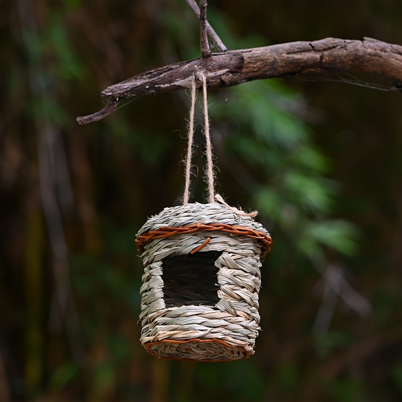 1pc Natural Grass Woven Bird House, Hanging Garden Decoration Pet Straw Bird Nest Bird House