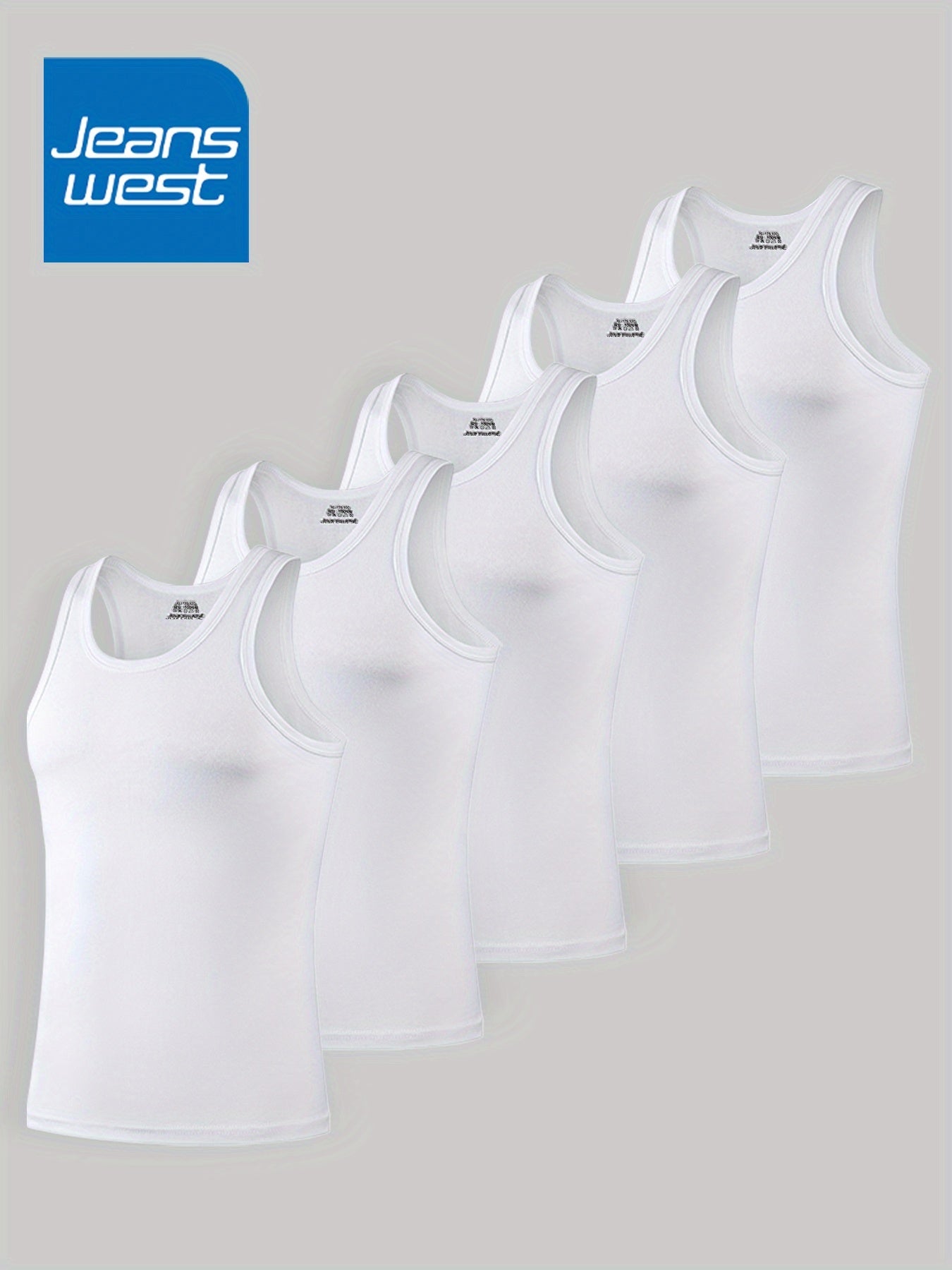 JEANSWEST 5pcs Men'S Tank Tops - Slim Fit Solid Color V-Neck T-Shirts, Breathable Stretch Fabric, Casual & Comfortable for Casual Attire, Solid Color Tank Tops | Vneck Tank Tops | Stretchy Fabric
