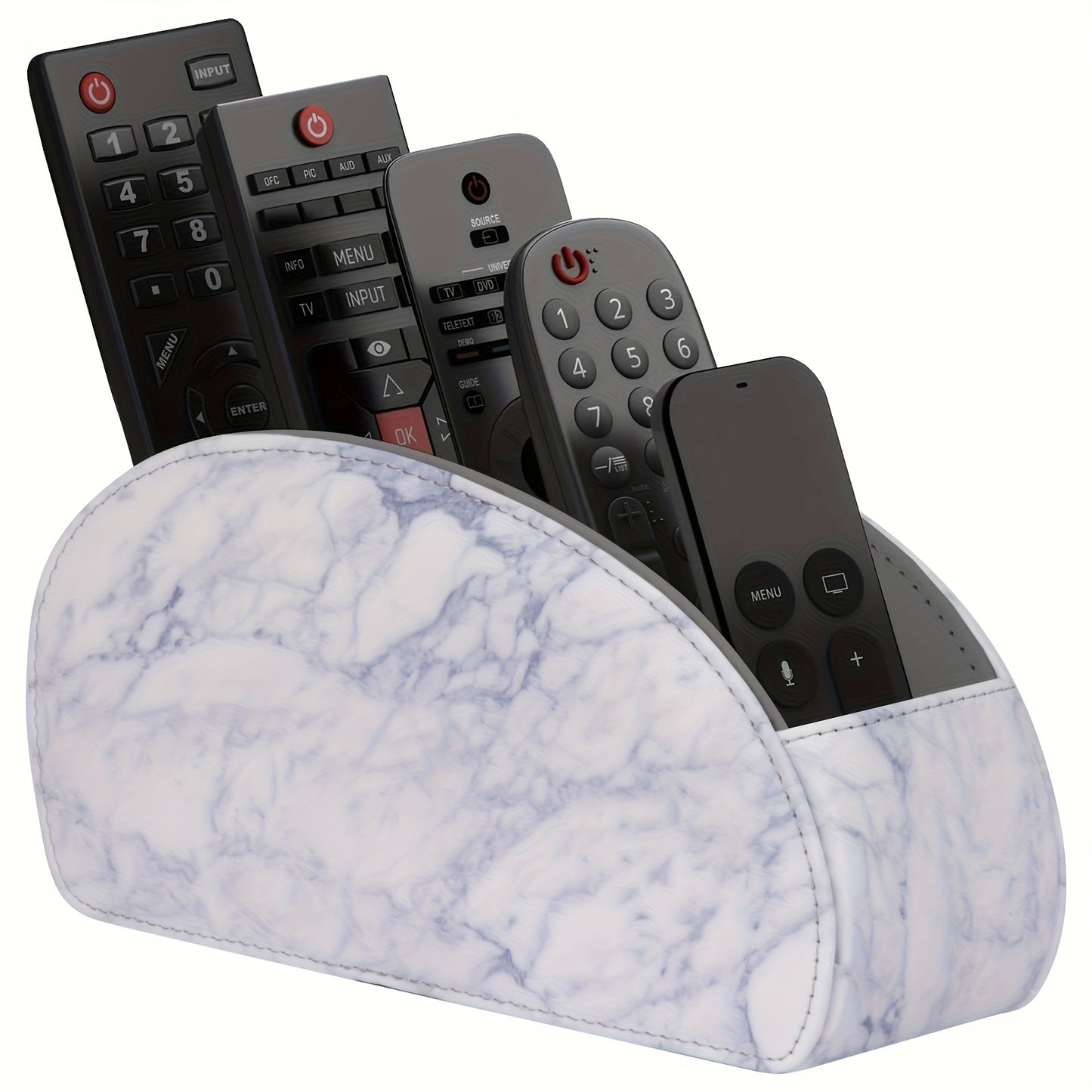 Remote Control Holder with 5 Compartments - Black Faux Leather Remote Caddy for TV, DVD, Blu-Ray, Media Player, And Heater Control, Independent Storage, Desk & Drawer Organizer for Home Storag, Desk & Drawer Organizer for Hom