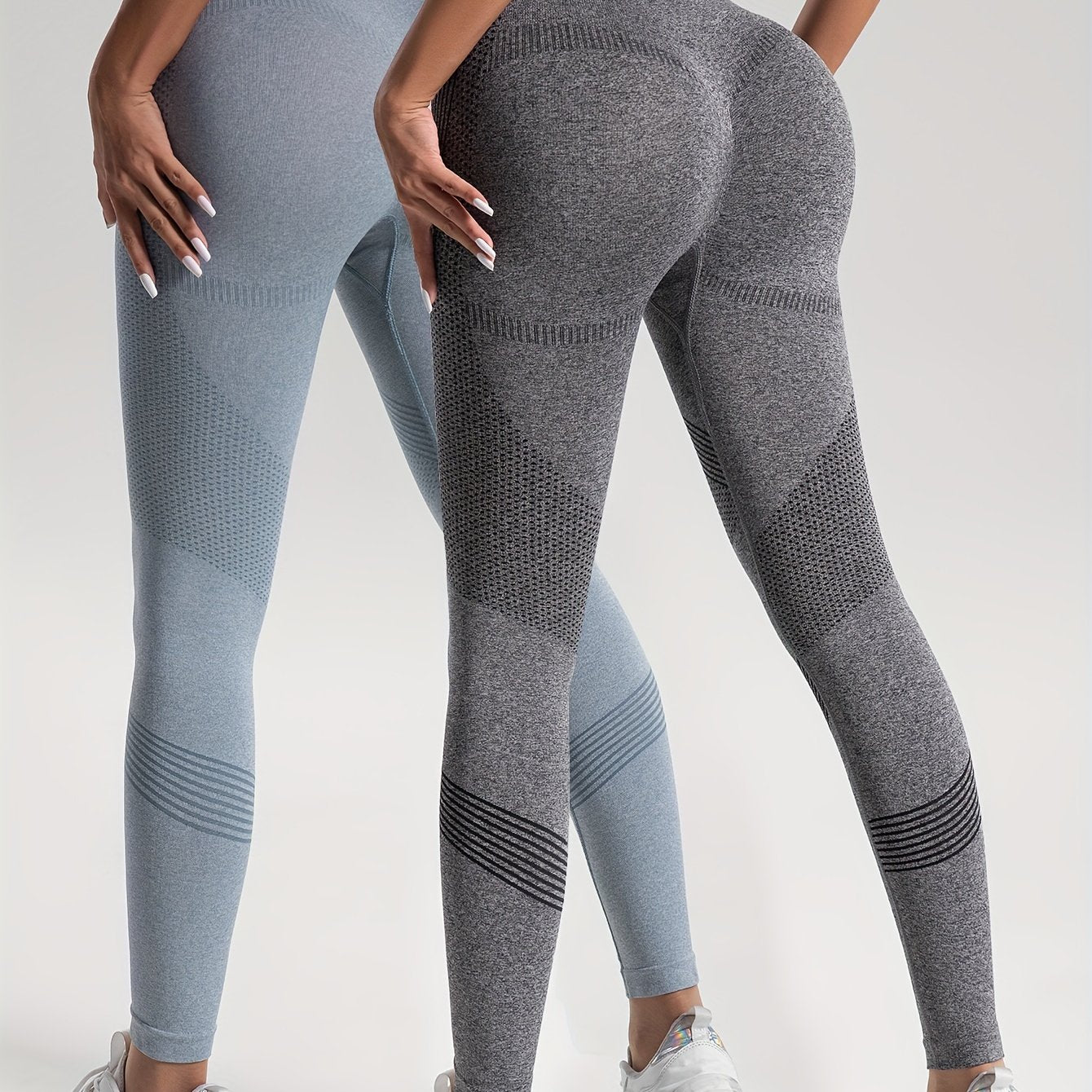 2pcs Solid Color High-Stretch Fitness Yoga Sports Leggings, Soft Breathable Yoga Tight Pants, Women's Activewear