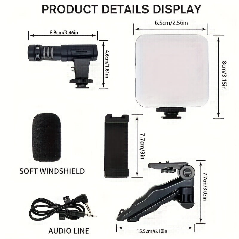 Professional Selfie Stick Light Kit with Tripod-like Stabilizer, 5-in-1 Phone Camera Stand & LED Ring Light, Portable /Smartphone Compatible for Live Streaming, Vlogging, YouTube, Interviews - Compatible with iPhone/ (No Batt