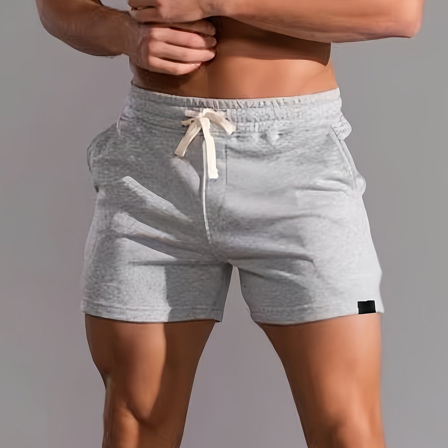 Slim Fit Comfy Active Shorts, Men's Casual Slant Pocket Stretch Waist Drawstring Shorts For Summer Basketball Running