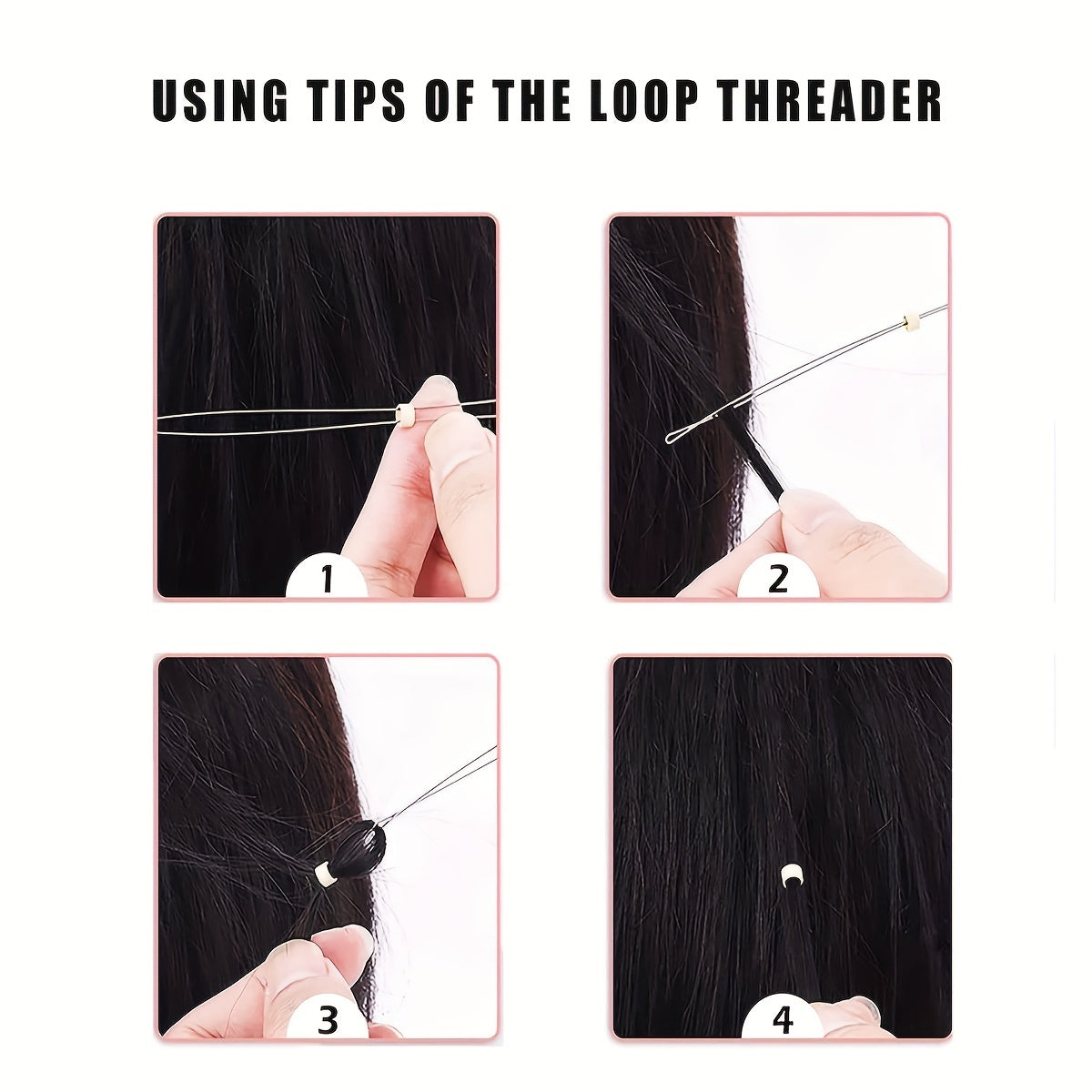 Hair Extentions Tools Kit 2500pcs Micro Rings Links Beads, 5mm Silicone Lined Beads For Human Hair Extensions Tool-Multi-colored With 1 Pcs Pulling Hook And 1 Pcs Hook Needle
