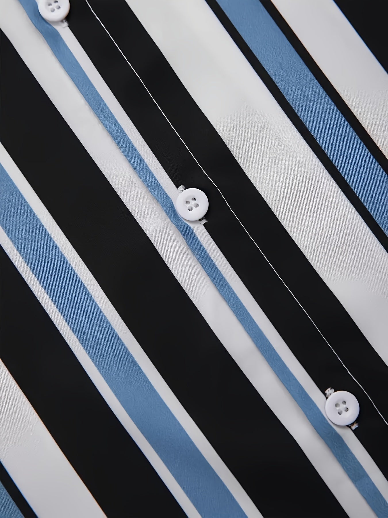 2pcs Men's Stripe Pattern Color Block Short Sleeve Button Shirt & Loose Shorts, Men's Casual Outfit For Summer Vacation