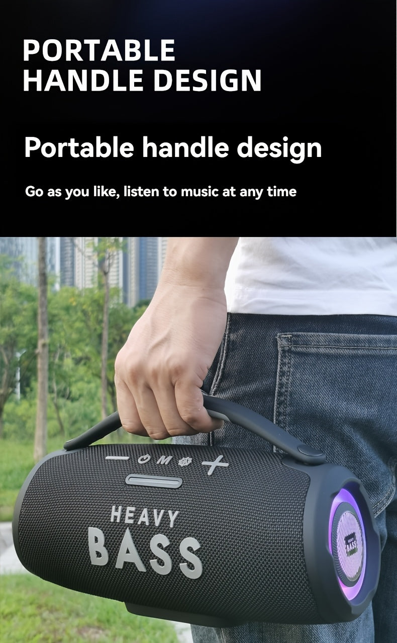 HEAVY BASS 30W Wireless Speaker with Subwoofer, USB-C Charging, Wireless, Built-in Mic, Portable PA System for Home Theater, Camping, Parties - Compatible with PC, Tablet, Smartphone, USB Drive - Ideal for DJs, Presentations,