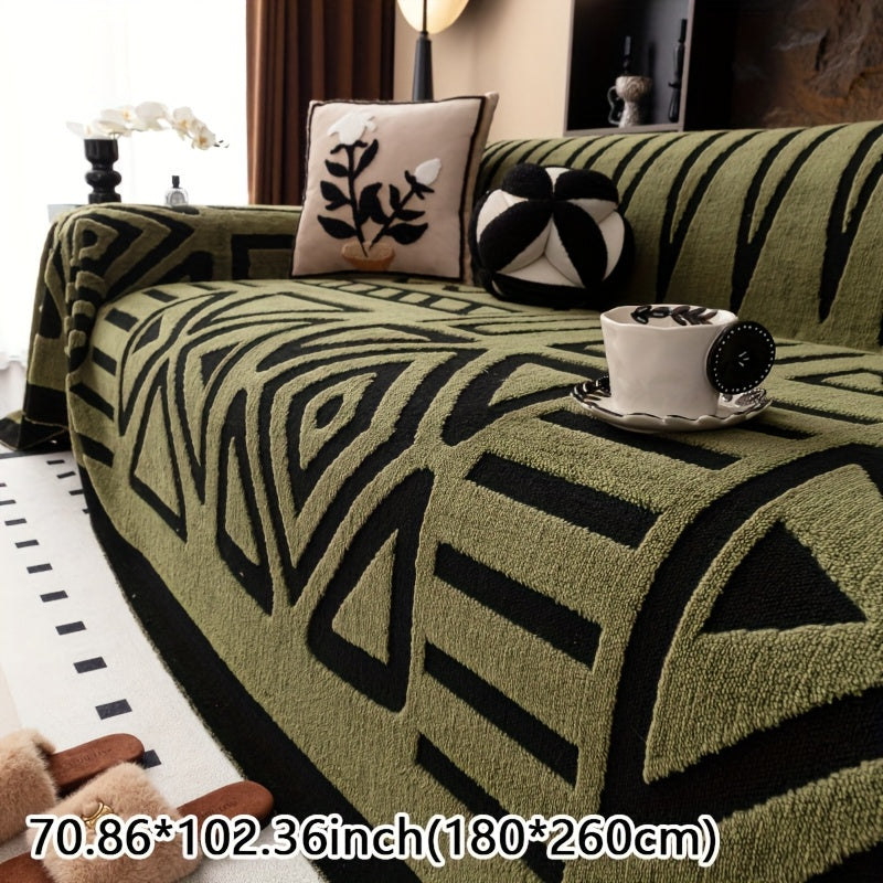 1pc Mirror Yi Thick Plush Sofa Cover - All-Season Pet-Friendly One-Piece Design, Anti-Slip &, Machine Washable Soft Short Fur Fabric, Fit for 3/2/4-Seater & Sectional Sofas, Contemporary Home Decor, Sectional Sofa Cover, Mode