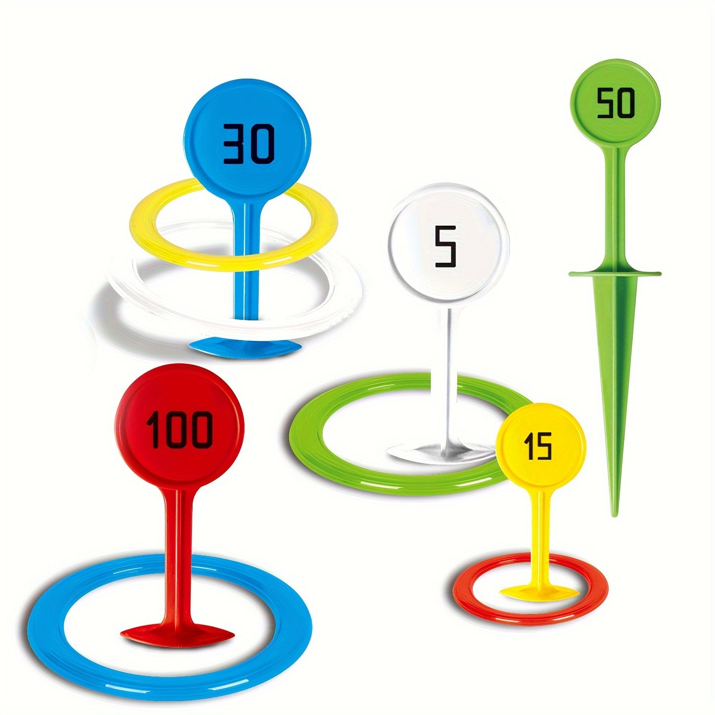 Colorful Rainbow Ring Toss Game Set for Youngsters & Adults - Durable PP Outdoor Fun for Beach, Garden, Lawn & Backyard - Ideal Christmas, Halloween, Thanksgiving Gift