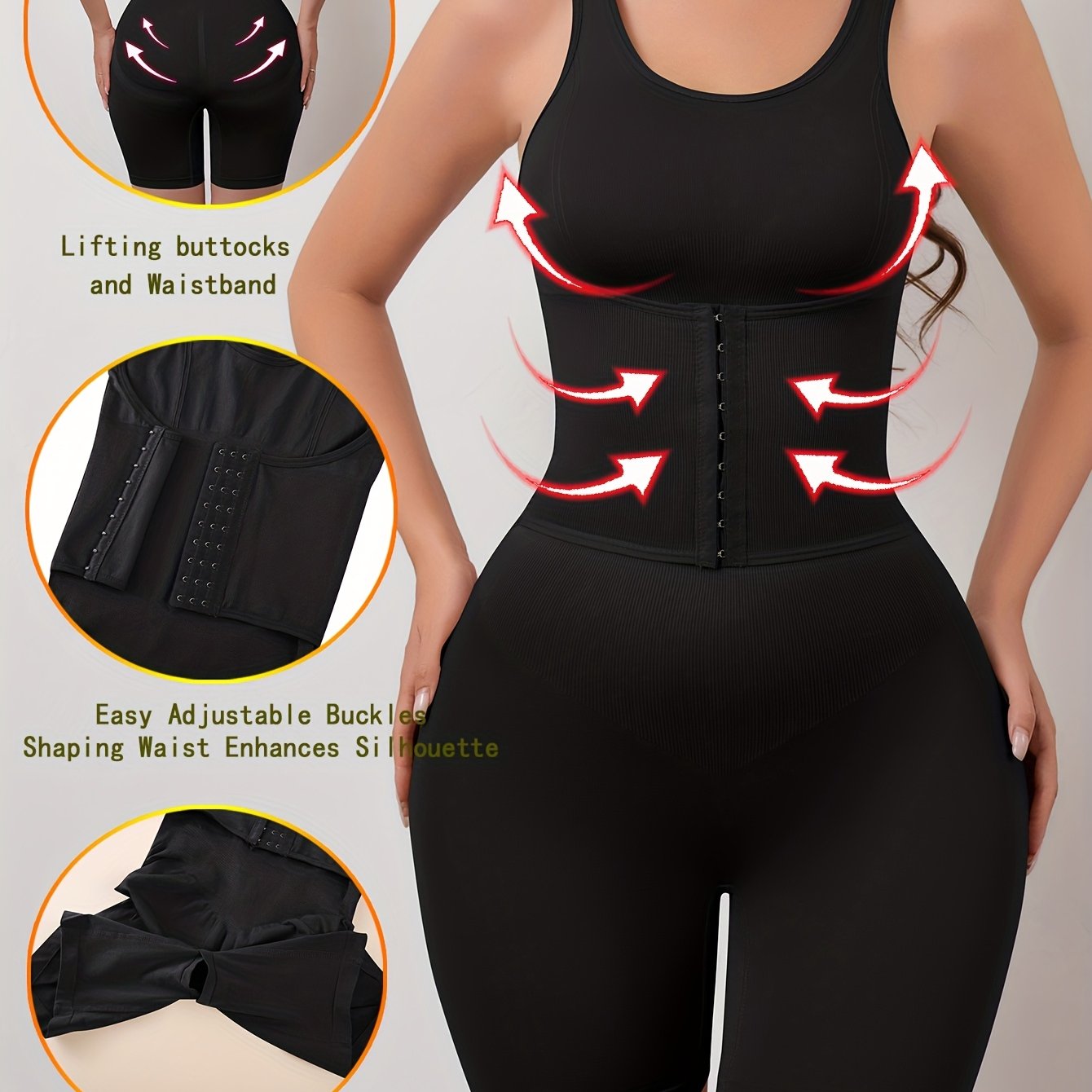 Women's Full-Body Tummy Control Bodysuit - Double-Layer High Compression Shaping Suit with Butt Lift & Waist, Smooth Curves Instantly, Brown/Black/Navy/Beige, Hand Washable One-Piece for Postpartum &