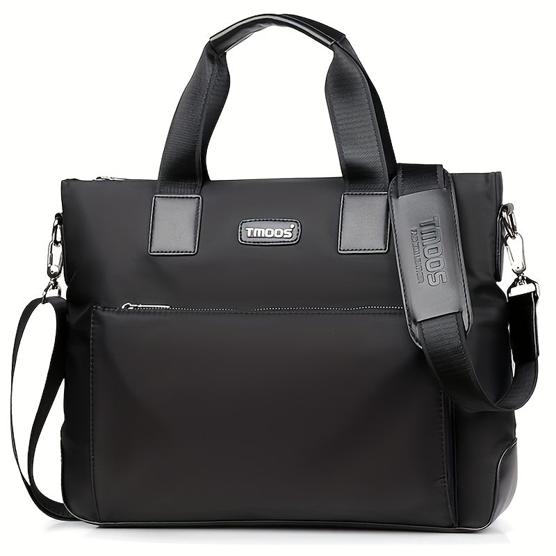 TMOOS Men'S Lightweight Oxford Business Casual Tote Bag - Large Capacity Multi-Compartment, Adjustable Shoulder Strap, Durable & Stylish for Work, Travel, and Everyday Use, Travel Tote Bag, Professional Appearance, Secure Zip
