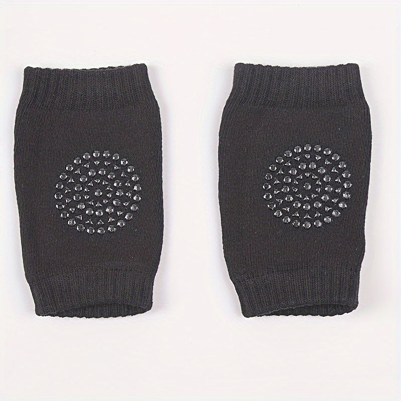 A Pair Four Seasons Fur Ring Baby Leg Protector, Elbow Toddler Crawling Baby Smiley Face Knee Brace Non-slip Socks, Adjustable Elastic Neutral, For Crawling 0-36 Months Of The Baby Girls Boys