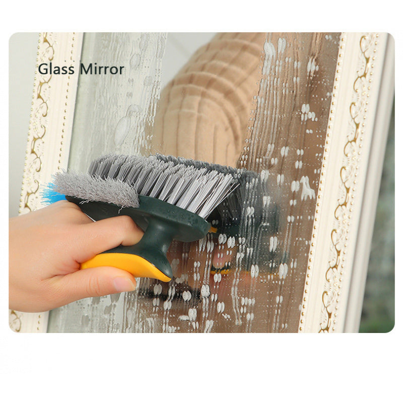 1pc 3-in-1 Gap and Floor Cleaning Brush - Durable Plastic Material, Portatile Design for Bathroom, Kitchen & Living Room Use with Glass Scraper Triple-Sided Grooved Head Multi-Purpose Commercial Tool, Bathroom Cleaning Suppli