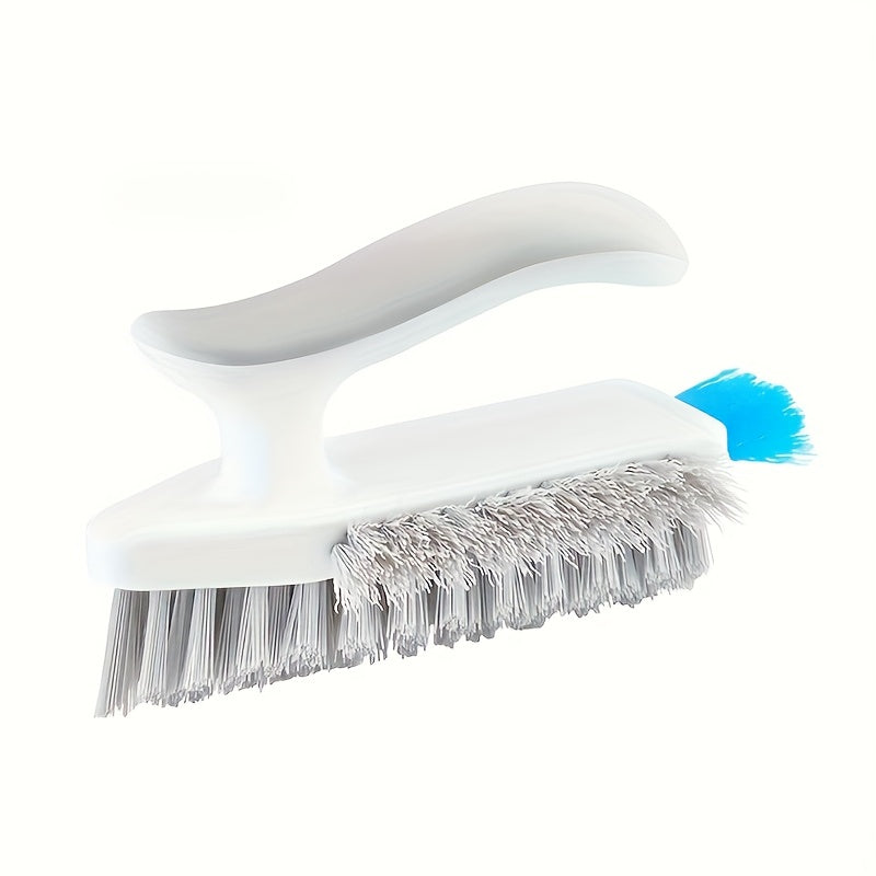 1pc 3-in-1 Gap and Floor Cleaning Brush - Durable Plastic Material, Portatile Design for Bathroom, Kitchen & Living Room Use with Glass Scraper Triple-Sided Grooved Head Multi-Purpose Commercial Tool, Bathroom Cleaning Suppli