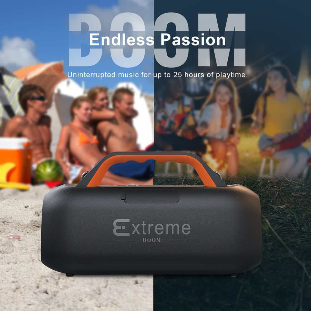 DOSS Extreme Boom S Portable Speaker, Wireless 5.3 with 60W Stereo Sound, Rich Bass, IPX6, 25H Playback Time, TWS, LED Lights, Suitable for Camping, Beach, Pool Outdoor Speakers - 507S
