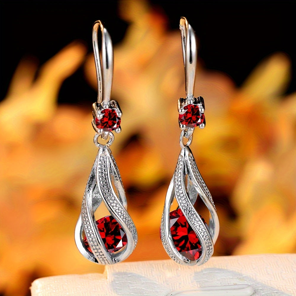 Delicate Teardrop Zirconia Earrings Floral Spiral Earrings Jewelry For Women 1Pair