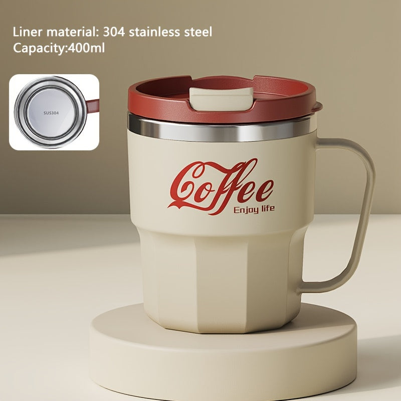 Valentine's Day 304 Stainless Steel Insulated Travel Mug with Seal, Portable Flip Top, Shatterproof and BPA-Free for Office, Home & Dorm - Food-Grade, Leakproof Thermal Coffee Cup with One-Click Open Lid for Men & Women, 14+