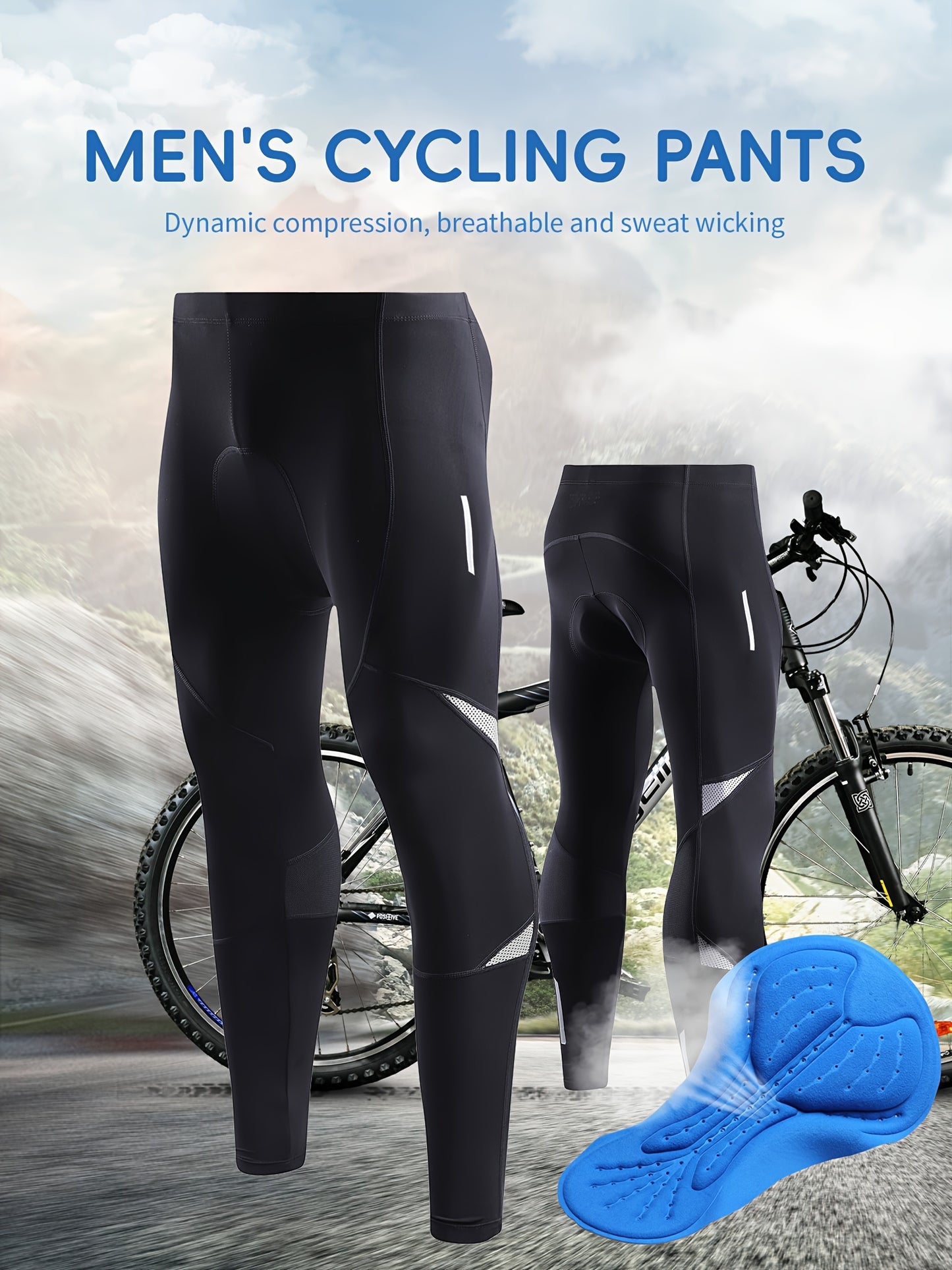 Quick Dry Men's Cycling Pants With Padded Seat - Stretchy Bike Leggings For Comfortable Riding