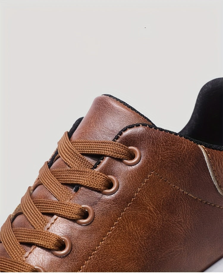 Men's Stylish Brown Sneakers - Casual & Sporty Lace-Up Shoes with Durable PVC Sole, Comfortable Fabric Lining for Casual Attire, Fitness Training, and Gym - Low-Top Design, Gym Footwear | Casual Fitness Shoes | Upper