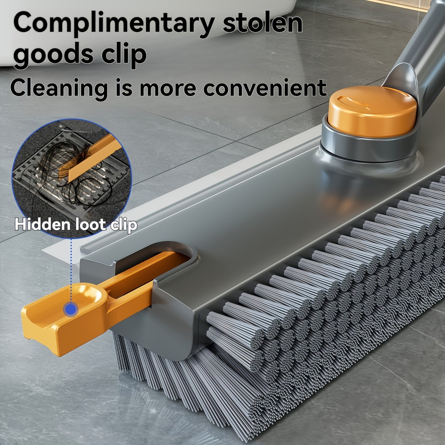 Heavy-Duty Floor Scrub Brush with Long Handle - Stainless Steel & Plastic Construction, Rotating Head for Efficient Cleaning of Floors, Carpets, Walls, Patios, Bathrooms - Durable Multi-Surface Brush for Hardwood, Tile, Linol