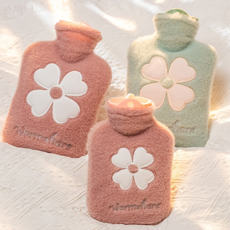 1pc Hot Water Bag With Soft Cover, 17.63oz/35.27oz, Hot Water Bottle For Bed, Shoulder Pain And Hand Feet Warmer, Menstrual Cramps