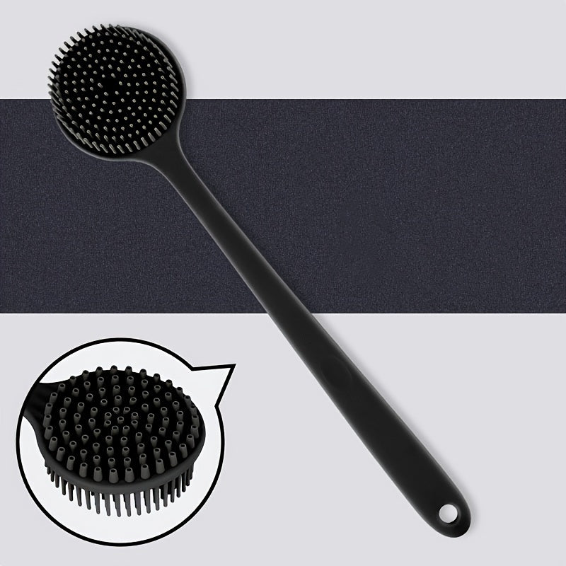 1pc Long Handle Soft Silicone Back Scrubber & Massager - Gentle Exfoliating Brush for Deep Cleansing, No Battery Needed, Ergonomic Design for Upper Back & Hard-to-Reach Areas, Light Beige Care & Muscle Relaxation, Shower Acce