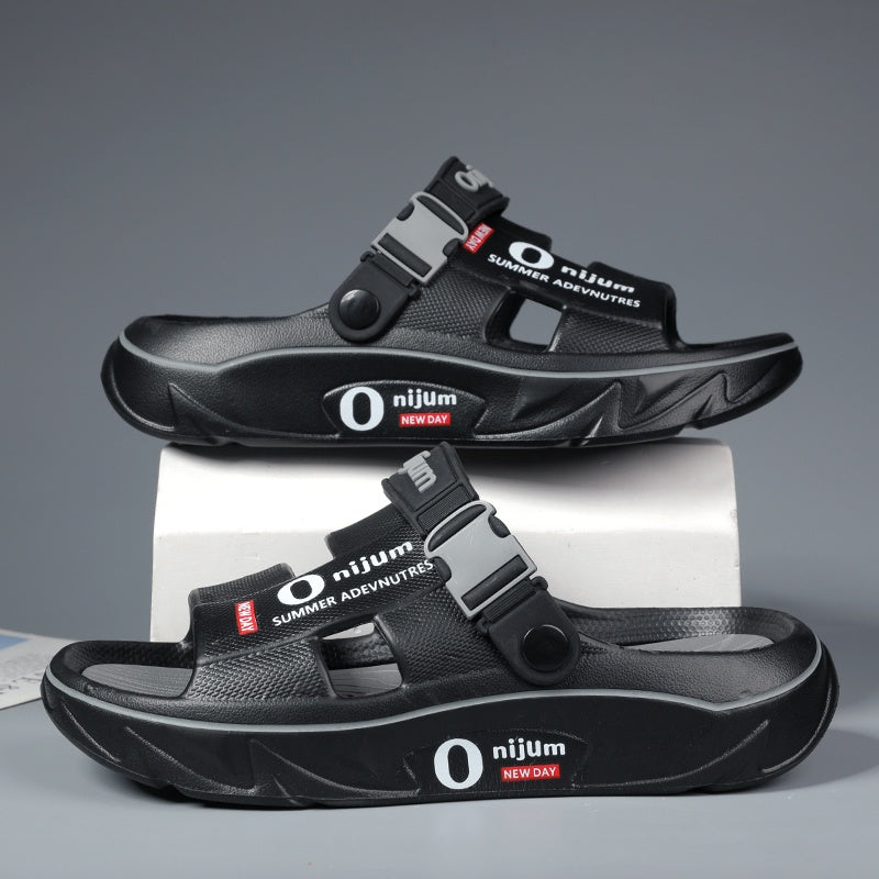 2025 Men's Slippers for Summer Outdoor Wear, Anti-slip and Deodorant Sports Casual Driving Dual-purpose Couple Sandals Fashionable Beach Flip-flops