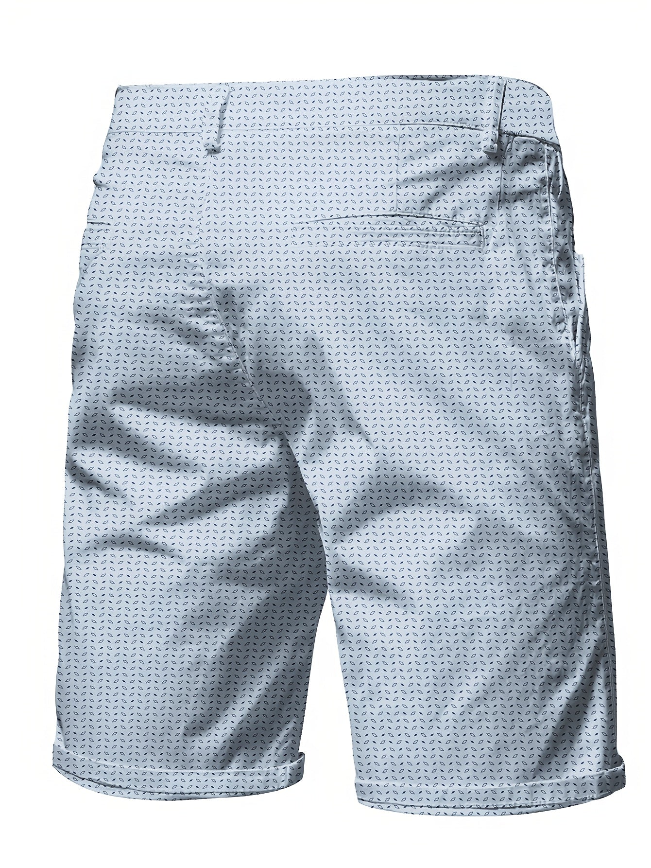 Men'S Slim-Fit Casual Summer Shorts with 3D Digital Print - Light Blue, Button Detail, Non-Stretch Fabric, Perfect for Beach or Poolside Relaxation, Beach Shorts | Button Detail Shorts | Nonstretch Fabric