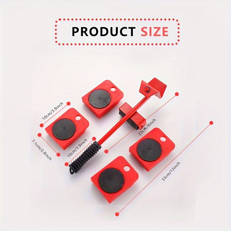 5pcs Furniture Slides Kit, Furniture MoveRoller Tools, 360 Degree Rotatable Pads, Easily Redesign And Rearrange Living Space Sofa Easy, Plastic And Carbon Steel For Hardwood Floors Carpet With 4 Wheels, Bearing Weight 150Kg,