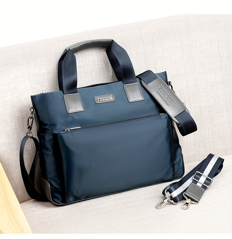 TMOOS Men'S Lightweight Oxford Business Casual Tote Bag - Large Capacity Multi-Compartment, Adjustable Shoulder Strap, Durable & Stylish for Work, Travel, and Everyday Use, Travel Tote Bag, Professional Appearance, Secure Zip