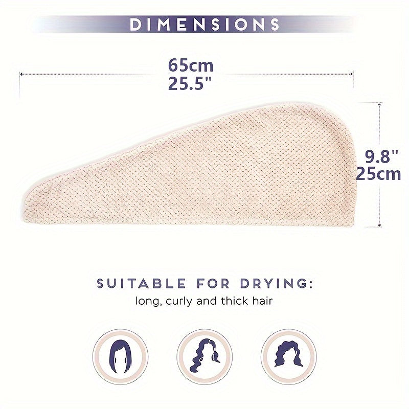 Microfiber Hair Towel Wrap 1 PCS - Soft and Fluffy Waffle Weave, Fast Drying Hair Cap with Button, Knit Fabric, Suitable for Bathroom - Contemporary Polyester Space-Themed Towel for Women, Highly Absorbent