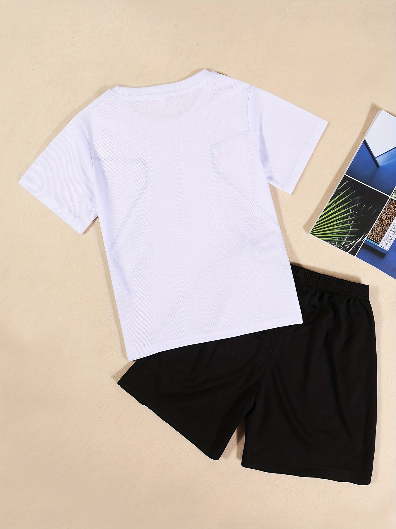 2pcs Boy's "Sport" Outfit Short Sleeves Round Neck T-shirt & Shorts Casual For Summer Daily And Outdoor Wear