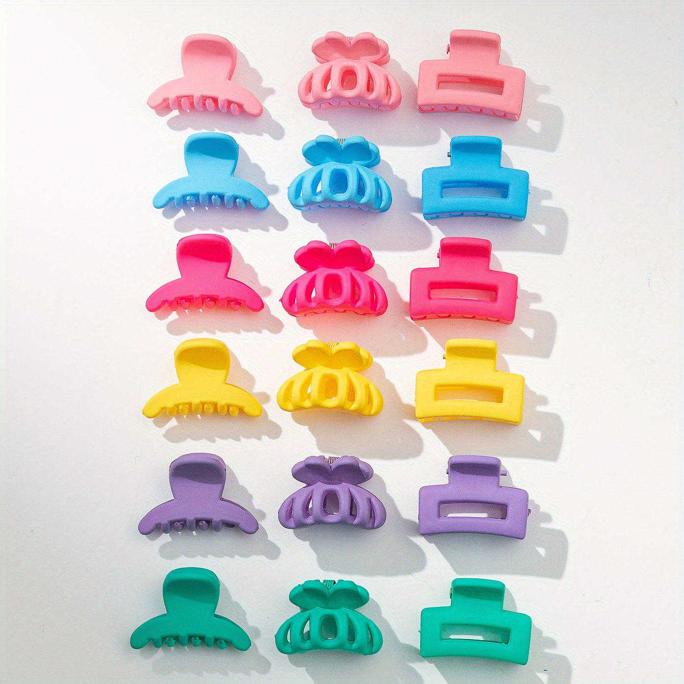 18PCS Rubber Frosted Black Square Hair Claw Mini Small Hair Clip Simple Hair Accessory Female