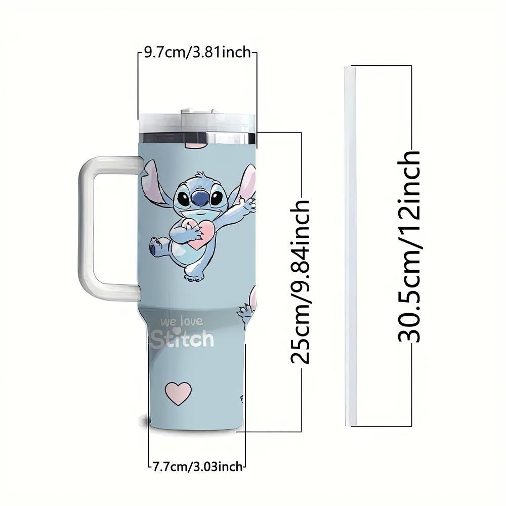 1pc Stitch 40oz Stainless Steel Tumbler with Lid and Straw, Leak Proof Vacuum Insulated Travel Mug, BPA Free, Hand Wash Only, Round Shape, Ideal for Valentine's Day, Easter, Mother's & Father's Day Gifts