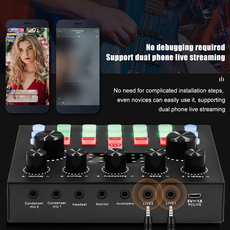 Podcast equipment package, V8s audio interface, two microphones, desktop version, wired microphone, with integrated live sound card and BM800 condenser microphone, podcast microphone, very suitable for recording, broadcasting
