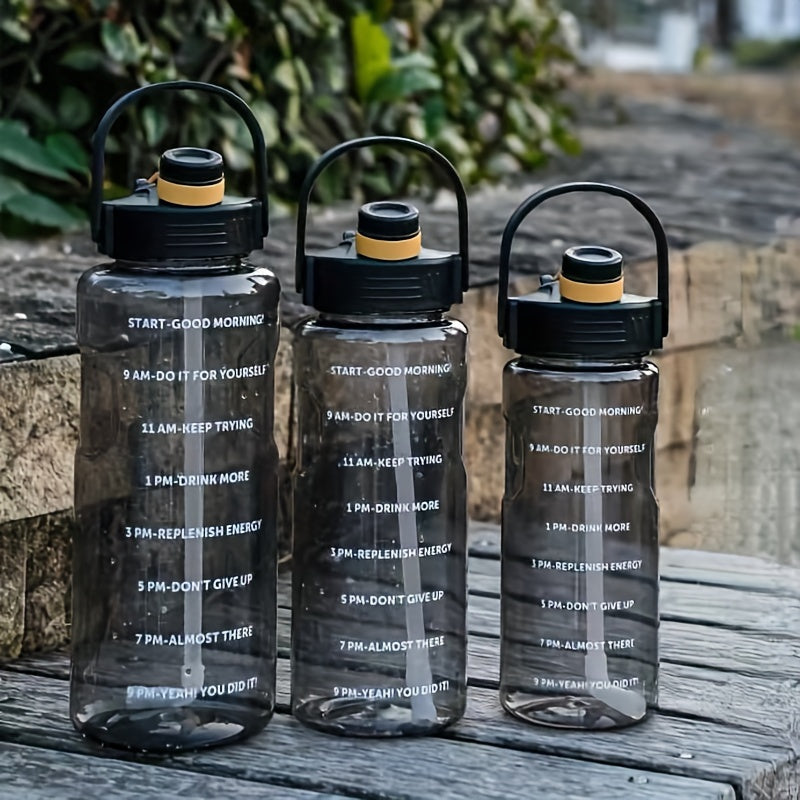 1pc, Large Clear Plastic Water Bottles - Motivational Sports Water Cups for Camping, Hiking, Fitness, and Home Kitchen - Perfect Birthday Gifts - 50.7oz/67.6oz/101.4oz