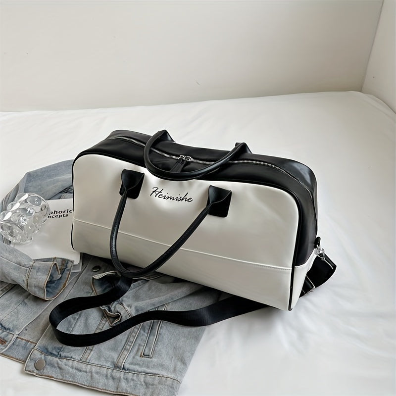 NOCUBAG Large Capacity Lightweight Travel Duffel Bag - Stylish Weekender with Shoulder Strap, Ginger/White & Brown Accents, Perfect for Gym, Short Trips & Carry-On, Short Trip Bag | Stylish Luggage | Bag, Travel Bag