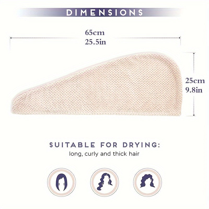 Microfiber Hair Towel Wrap 1 PCS - Soft and Fluffy Waffle Weave, Fast Drying Hair Cap with Button, Knit Fabric, Suitable for Bathroom - Contemporary Polyester Space-Themed Towel for Women, Highly Absorbent