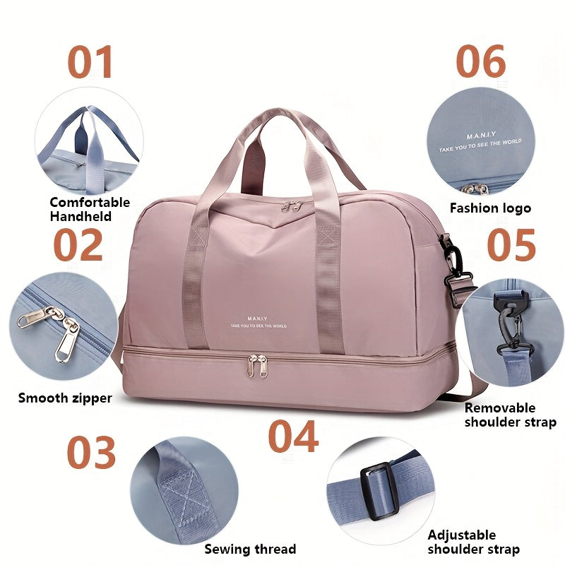 Large Capacity Expandable Gym & Travel Bag - Durable Nylon, Multi-Pocket Design with Zipper Closure, Ideal for Fitness, Overnight, and Weekend Trips, Gym Bag|Expandable Bag|Zippered Bag