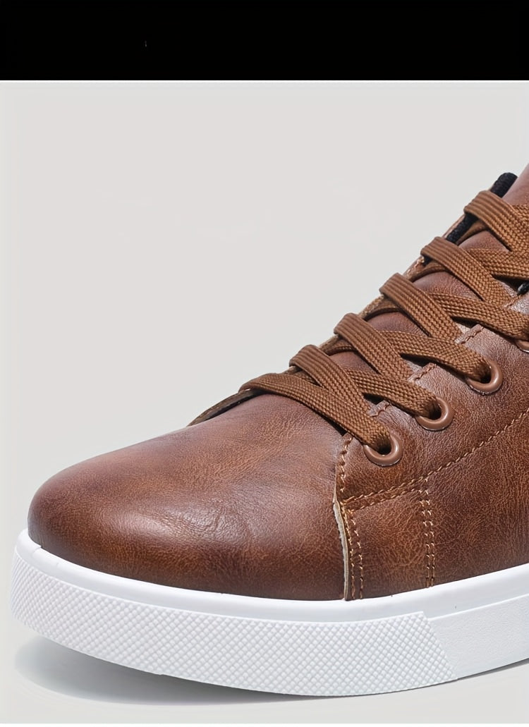 Men's Stylish Brown Sneakers - Casual & Sporty Lace-Up Shoes with Durable PVC Sole, Comfortable Fabric Lining for Casual Attire, Fitness Training, and Gym - Low-Top Design, Gym Footwear | Casual Fitness Shoes | Upper
