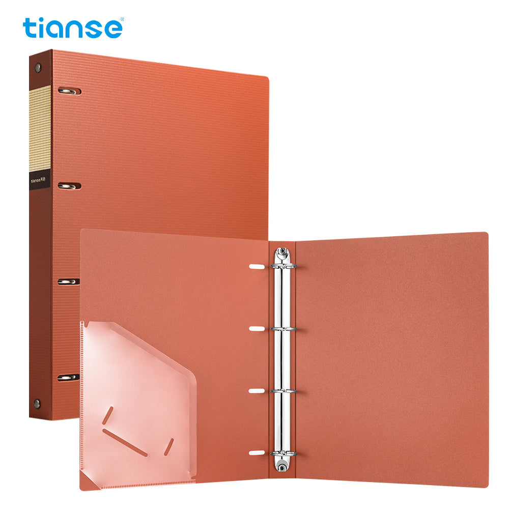 1pc TIANSE 4 Hole File Folder, A4 Size, 200 Sheets Capacity, Binder Folder Perfect For Classified Management Of Office Home School Student Documents Test Papers