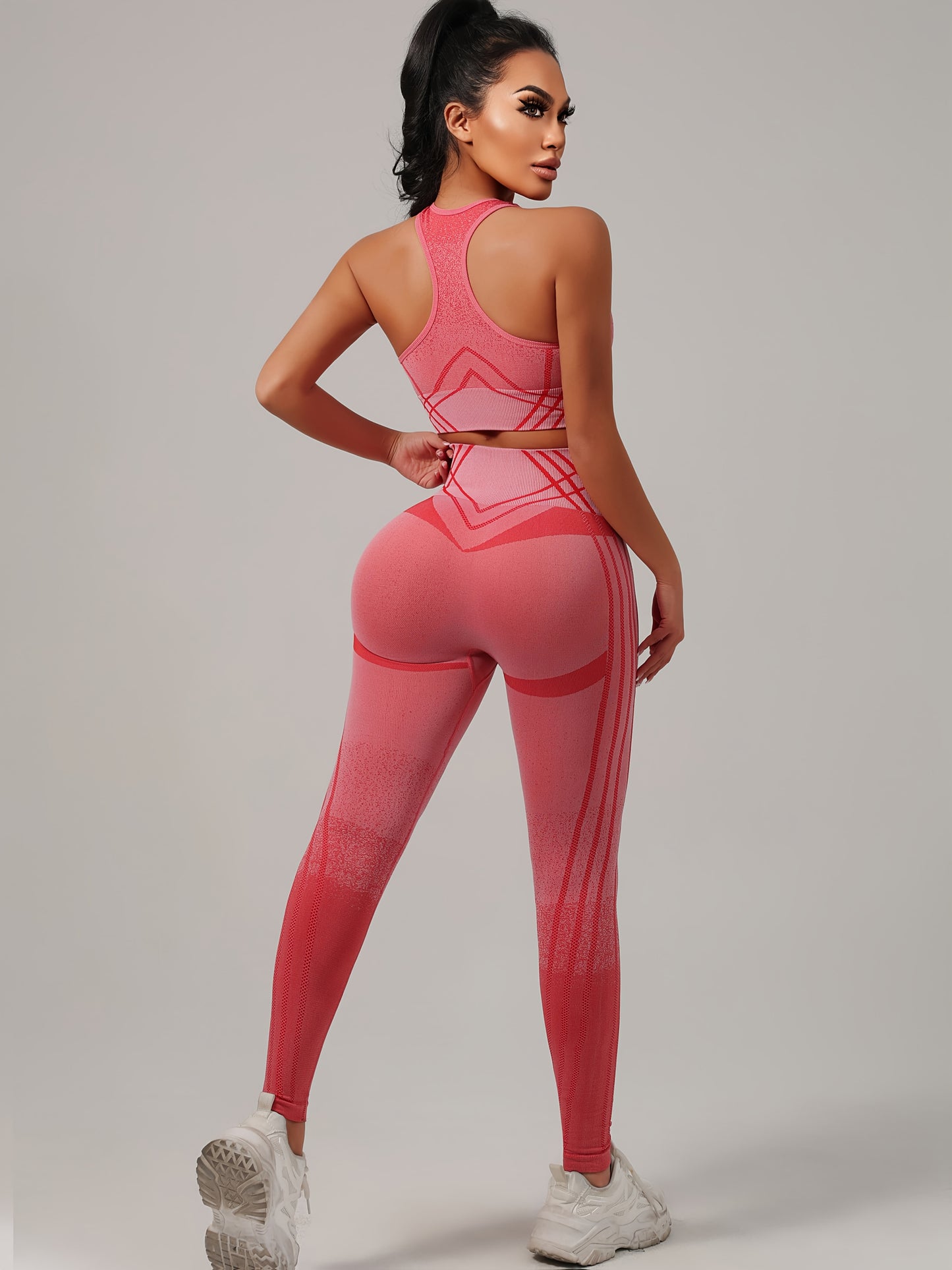 Yoga Sports Long Pants and Vest Set, Solid Color, Rib, High Stretch, Skinny Fit, Long Length, All-Season, for Adult, Sports Occasion, Ribbed Details, Ribbed Fabric