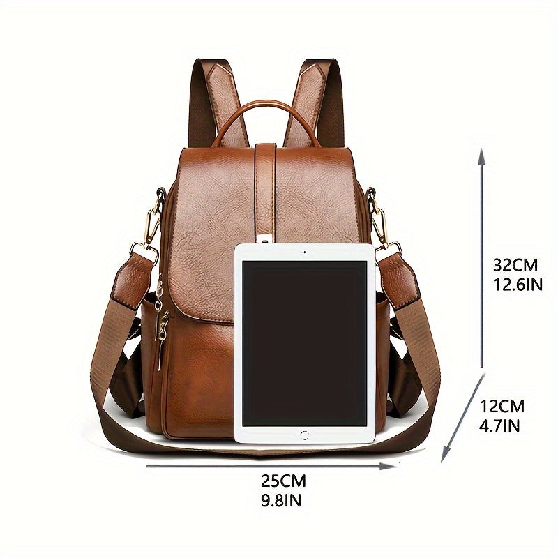 Vintage Anti-Theft Backpack Purse, Preppy College School Daypack, Women'S Casual Travel Commute Knapsack