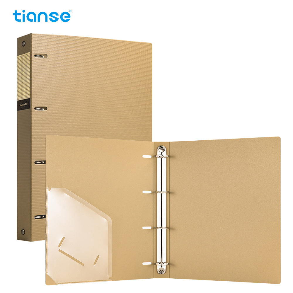 1pc TIANSE 4 Hole File Folder, A4 Size, 200 Sheets Capacity, Binder Folder Perfect For Classified Management Of Office Home School Student Documents Test Papers