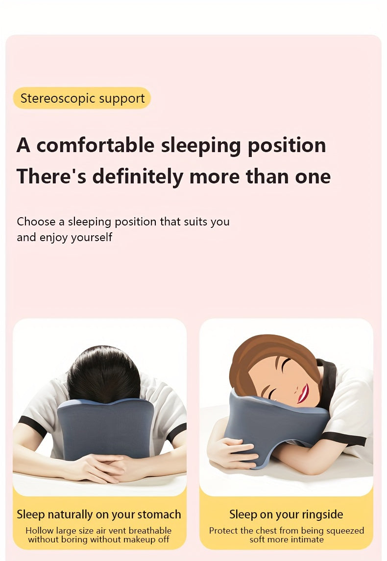 1pc Ergonomic U-Shaped Nap Pillow –, Portable & Machine Washable, Comfortable for Office, Student, and Travel Use, Available in Blue, Gray, Pink