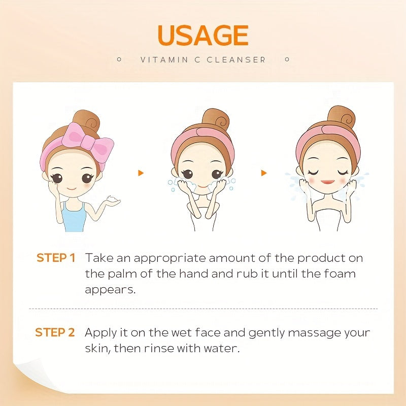 1pc 50g Vitamin C Cleanser, Facial Wash Cleanser, Gentle Cleansing Pores Cleanser, Brightening Oil Control Cleanser