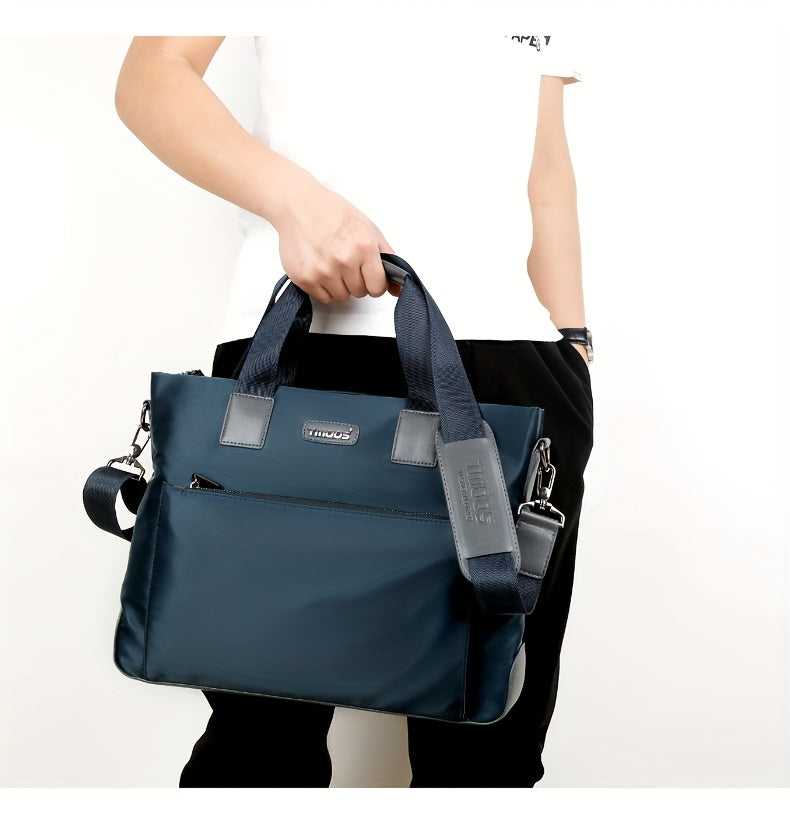 TMOOS Men'S Lightweight Oxford Business Casual Tote Bag - Large Capacity Multi-Compartment, Adjustable Shoulder Strap, Durable & Stylish for Work, Travel, and Everyday Use, Travel Tote Bag, Professional Appearance, Secure Zip