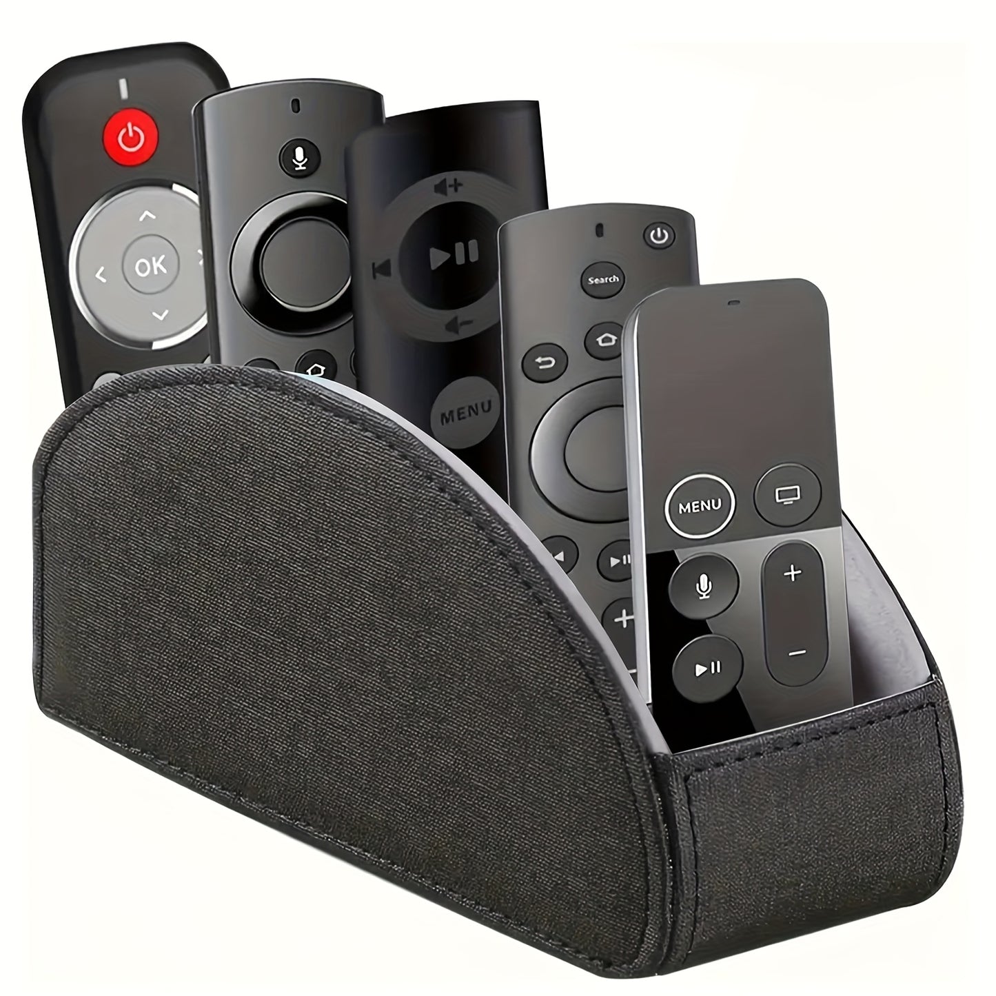 MILITWO 5-Compartment Faux Leather Remote Control Holder - Versatile Desktop Organizer for Appliance Controllers, Brushes, Eyeglasses & Office Supplies - Compact Storage Box with Pen Holder, Ideal for Home & Office Desk Organ