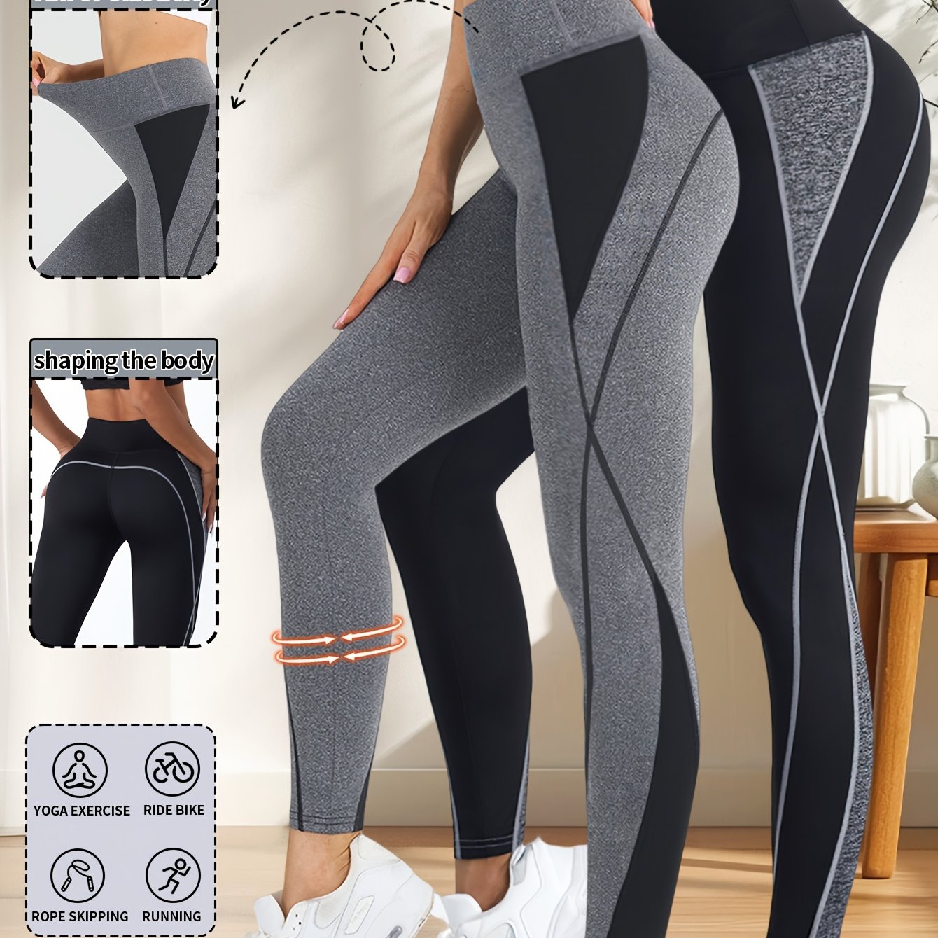 Hot: 2pcs New Women's Fashion Yoga Pants, Elastic Fitness Outdoor Leggings, Tummy Control Butt Lifting Tight Pants, Comfortable Breathable Sweat-Absorbing Shaping Long Pants