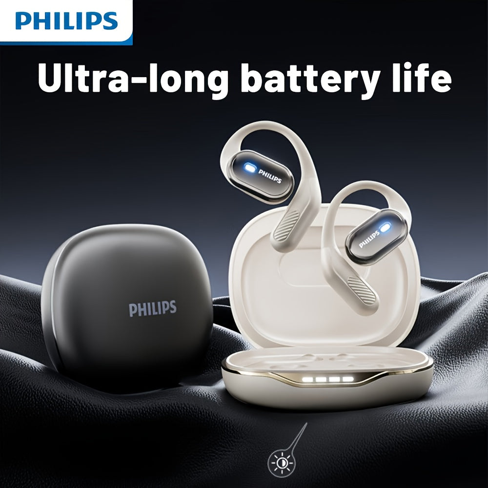 Philips' new 2025 wireless headphones, equipped with a 500-milliampere charging case, upgraded wireless 5.4 technology, on-site listening experience, ear-back fitting design, significantly enhanced sound insulation effect, AI